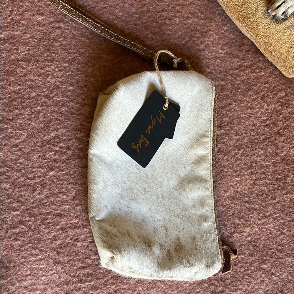 Myra Bag Cream and Brown Wristlet